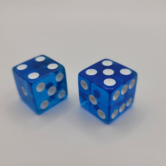Blue Clear Dice Pair White Set Monopoly Disney Replacement Game Pieces Toy Fun - Picture 6 of 9
